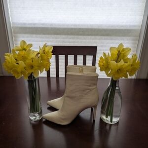 Womens INC Sarishaa Cream Croc Ankle Boots SZ 9 NEW!